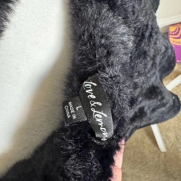 For Love And Lemons Black Faux Fur Rhinestone Top & Skirt Set NW/OT, M/L - Picture 6 of 7